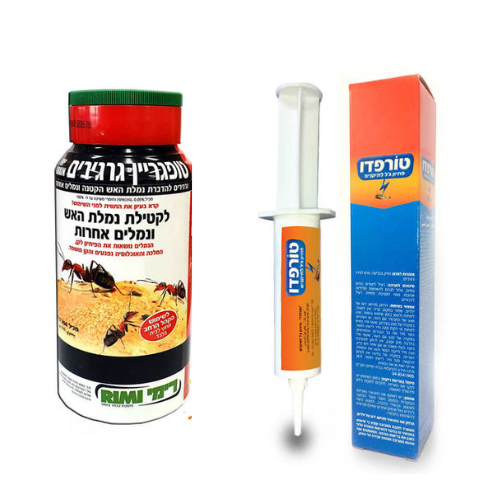 טורפדו פתיון ג'ל להדברת תיקנים 15 גרם + טופגרין 250 גרם פיתיון גרגרי עוצמתי להדברת נמלת האש הקטנה ונמלים אחרות