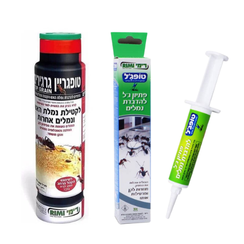 Itagreen | טופג'ל 15 גרם+טופגרין 500 גרם הדברה יעילה לנמלים ונמלת האש